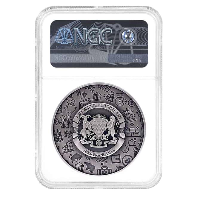 2022 Chad 2 oz Silver Inflation Protection Antiqued High Relief Coin NGC MS 69 ER One of First 100