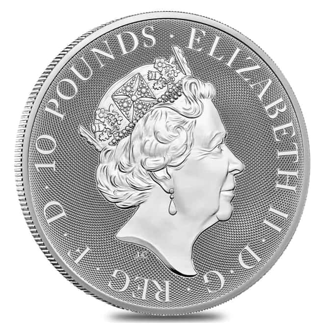 2022 Great Britain 10 oz Silver The Tudor Beasts Lion of England Coin .9999 Fine BU