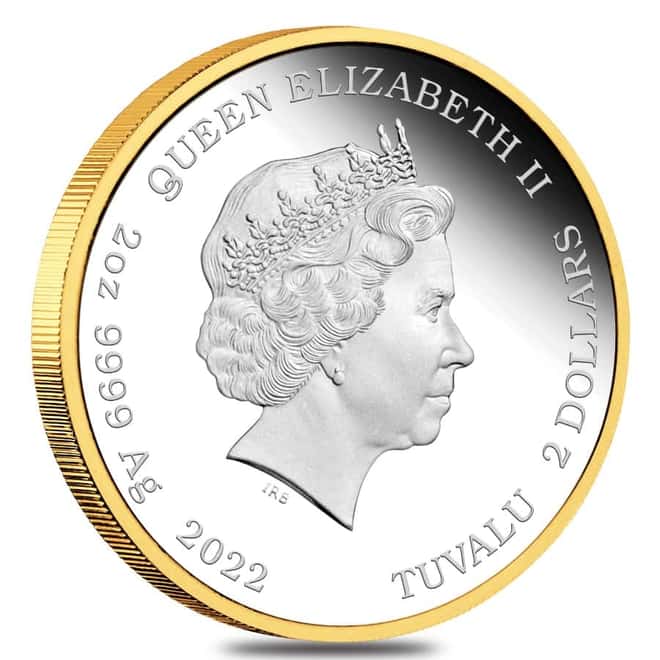 2022 Tuvalu 2 oz Proof Silver Tutankhamun Discovery Coin .9999 Fine (w/Box & COA)