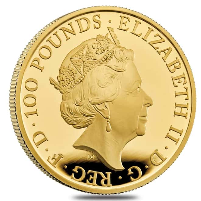2017 Great Britain 1 oz Proof Gold Queen's Beasts Lion of England Coin .9999 Fine (w/Box & COA)
