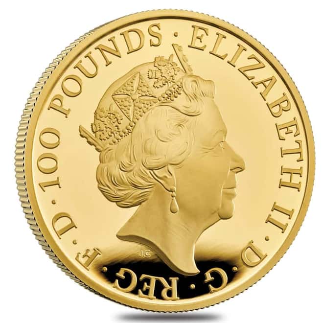 2019 Great Britain 1 oz Proof Gold Queen's Beasts Falcon of the Plantagenets Coin .9999 Fine (w/Box & COA)