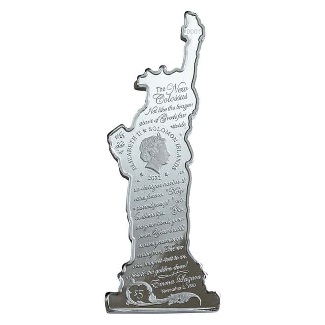2022 Solomon Islands 2 oz Silver America The Free - Statue of Liberty Shaped Coin .9999 Fine (w/Box & COA)