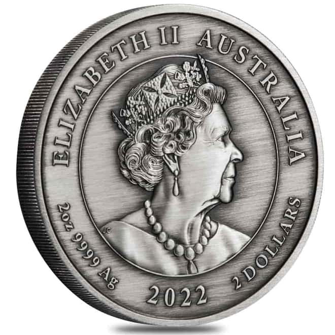 2022 2 oz Black Swan Maali Antiqued Colorized Silver Coin Australian Perth Mint (w/Box & COA)