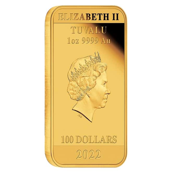 2022 1 oz Tuvalu James Bond - 60 Years of Bond Proof Gold Coin Bar .9999 Fine (w/Box & COA)