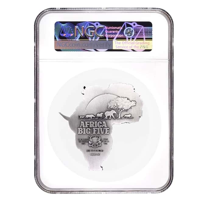 2022 Chad 5 oz Silver Big Five Africa Shaped Coin Serial #1 NGC MS 70 ER High Relief