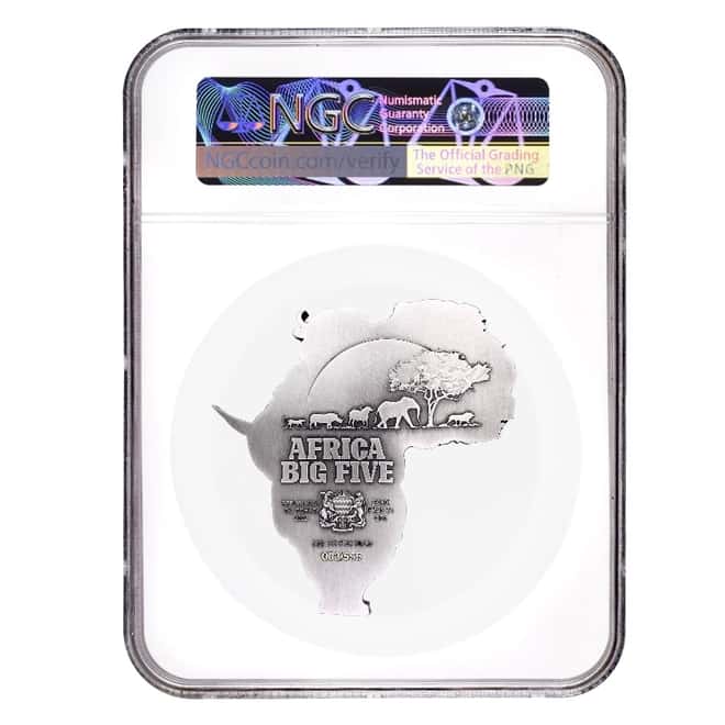2022 Chad 5 oz Silver Big Five Africa Shaped Coin Serial #3 NGC MS 70 ER High Relief