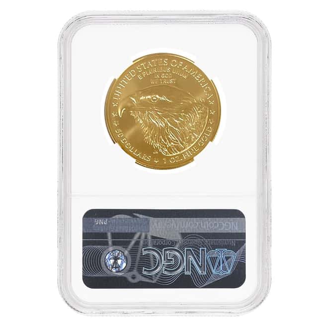 2021 1 oz Gold American Eagle Type 2 NGC MS 69 FDOI Mint Error (Obv Struck Thru)