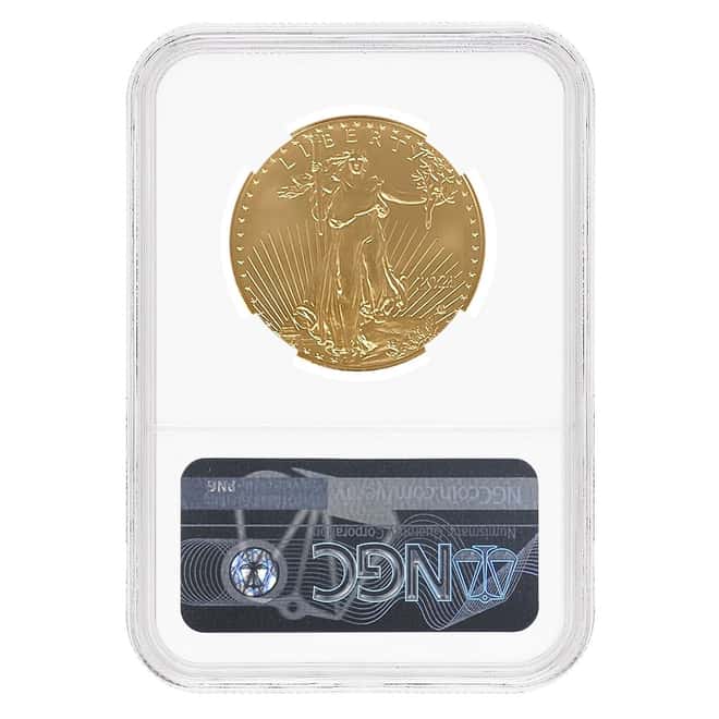 2021 1 oz Gold American Eagle Type 2 NGC MS 69 FDOI Mint Error (Rev Struck Thru)
