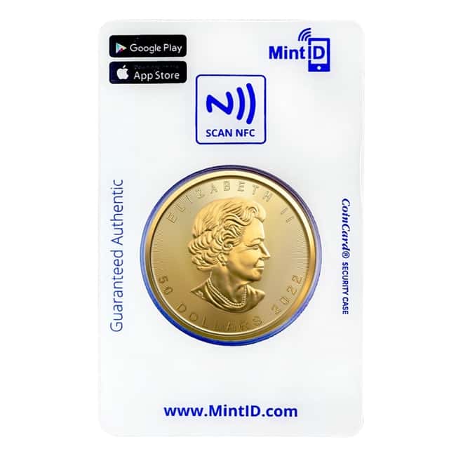2022 1 oz Canadian Gold Maple Leaf $50 Coin .9999 Fine BU (In MintID NFC Scan Authentication Card)