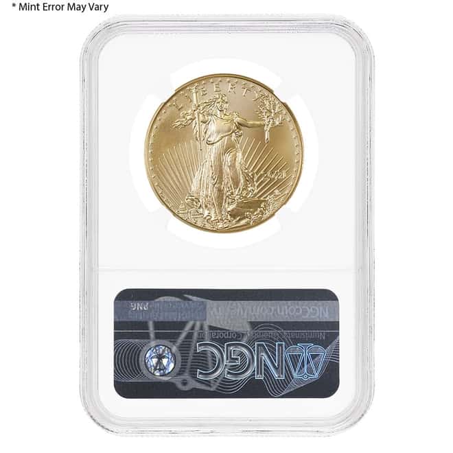 2021 1 oz Gold American Eagle Type 2 NGC MS 69 Mint Error (Rev Struck Thru)