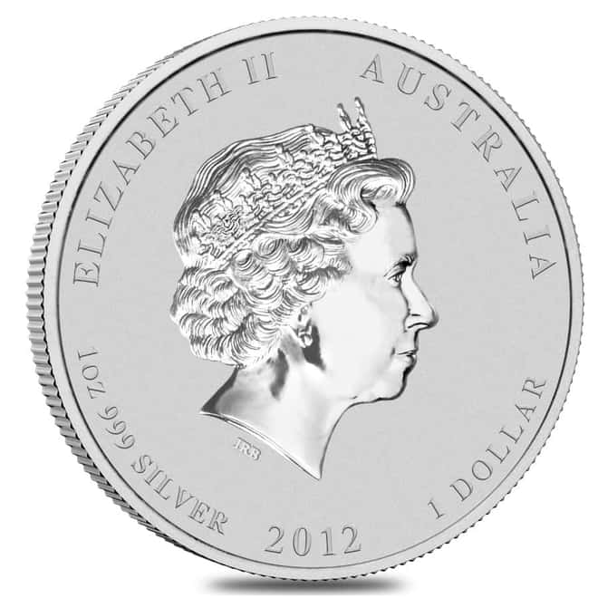 2012 1 oz Silver Lunar Year of The Dragon Lion Privy BU Australian Perth Mint In Cap