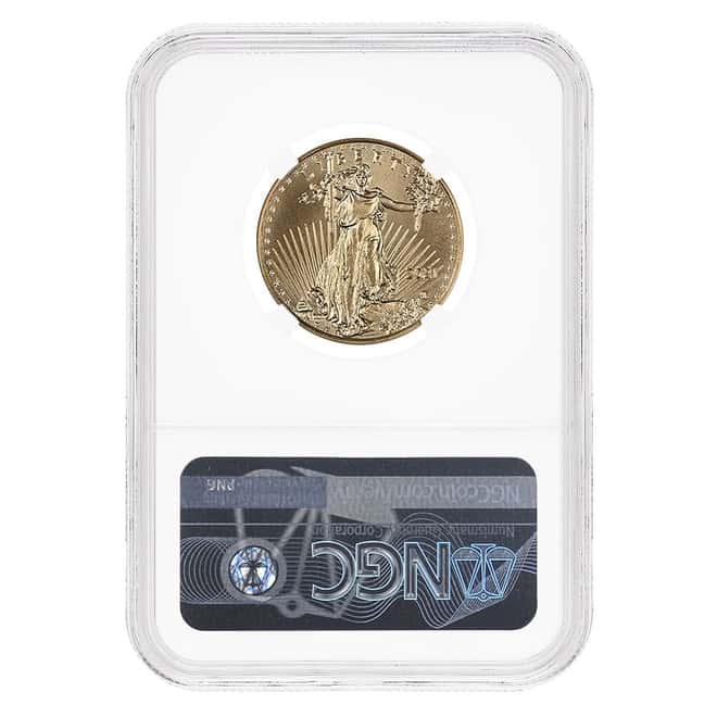 2021 1/2 oz Gold American Eagle Type 2 NGC MS 69 Mint Error (Rev Struck Thru)