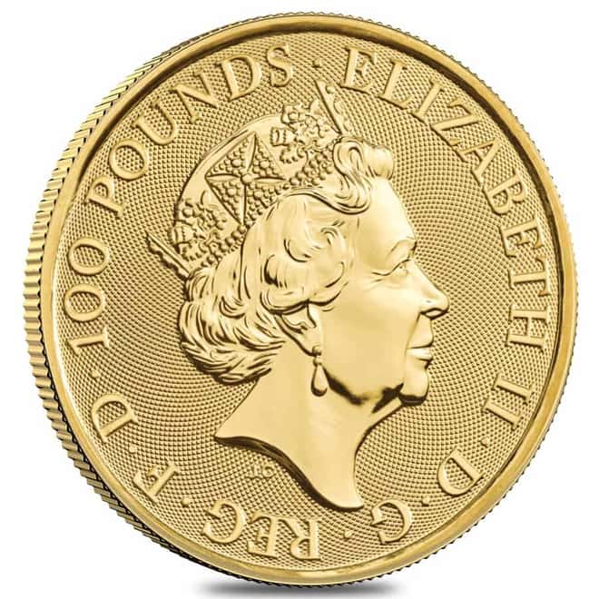 Tube of 10 - 2023 Great Britain 1 oz Gold The Tudor Beasts Yale of Beaufort Coin .9999 Fine BU