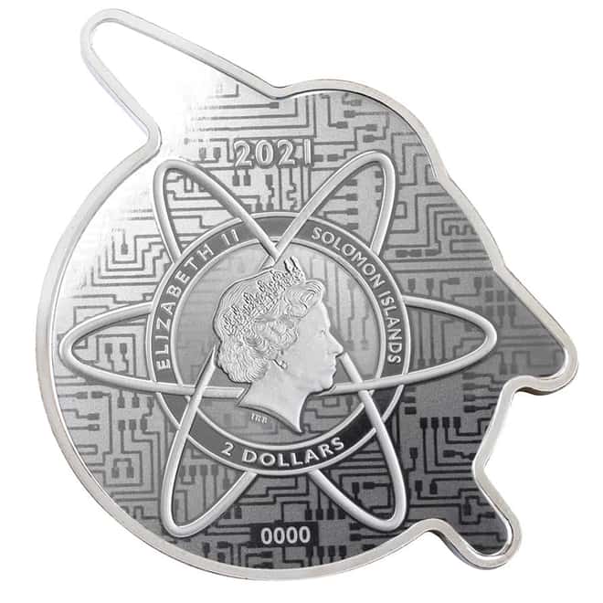 2021 Solomon Islands 1 oz Retrofuturism Rocket Shaped Silver Coin .9999 Fine (w/Box & COA)