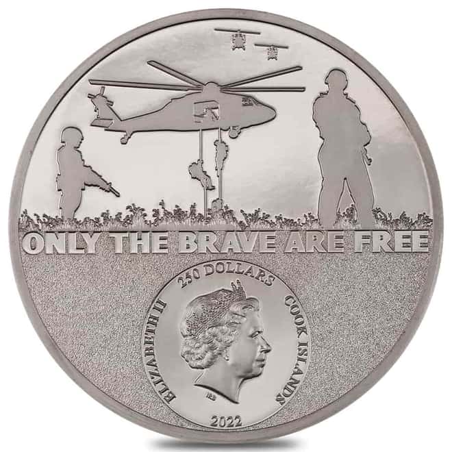 2022 1 oz Proof Platinum Real Heroes - Special Forces Cook Islands Coin .9995 Fine (w/Box & COA)