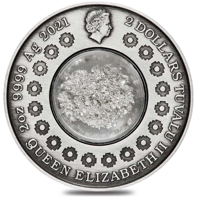 2021 Tuvalu 2 oz Antiqued Silver Tears of the Moon Coin .9999 Fine (w/Box & COA)