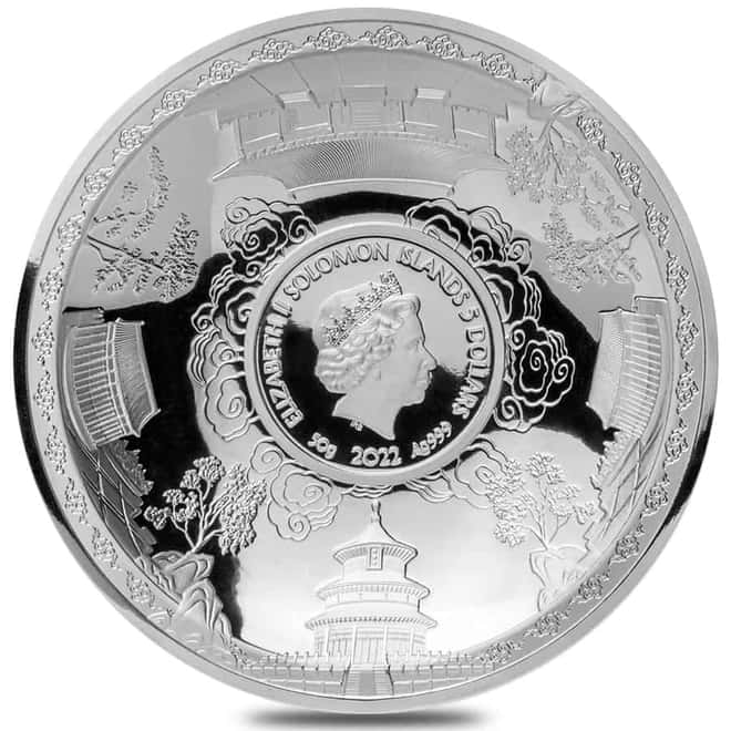 2022 50 gram Silver 40th Ann of the Gold Panda Domed Coin Solomon Islands .999 Fine (w/Box & COA)