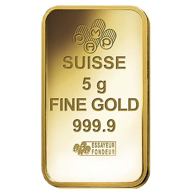 5 gram PAMP Suisse Gold Bar - Romanesque Cross (in Assay)
