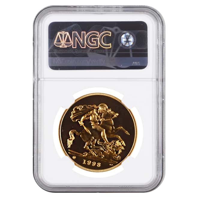 1998 Great Britain Gold 5 Pound Sovereign NGC MS 69 DPL