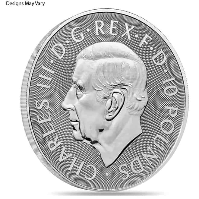 Great Britain 10 oz Royal Arms Silver Coin .999 Fine BU (Random Year)