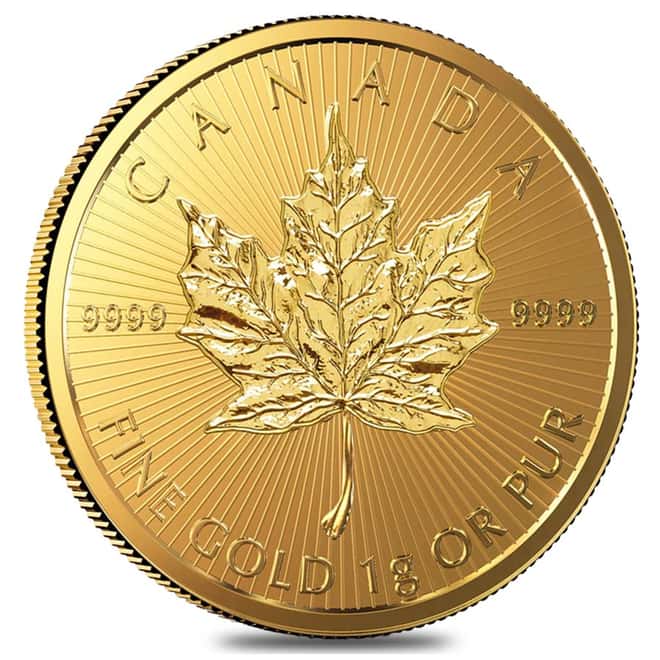 2016 1 gram Canadian Gold Maples .9999 Fine (From Individual Assays)