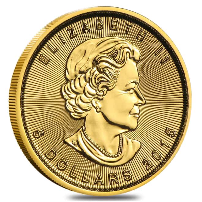2015 1/10 oz Canadian Gold Maple Leaf .9999 Fine Gold
