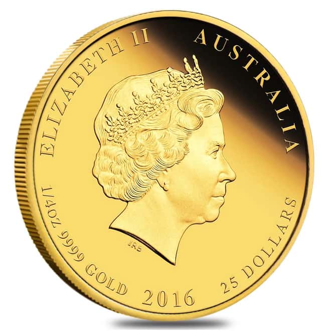 2016 1/4 oz Proof Colorized Australian Gold Monkey Coin