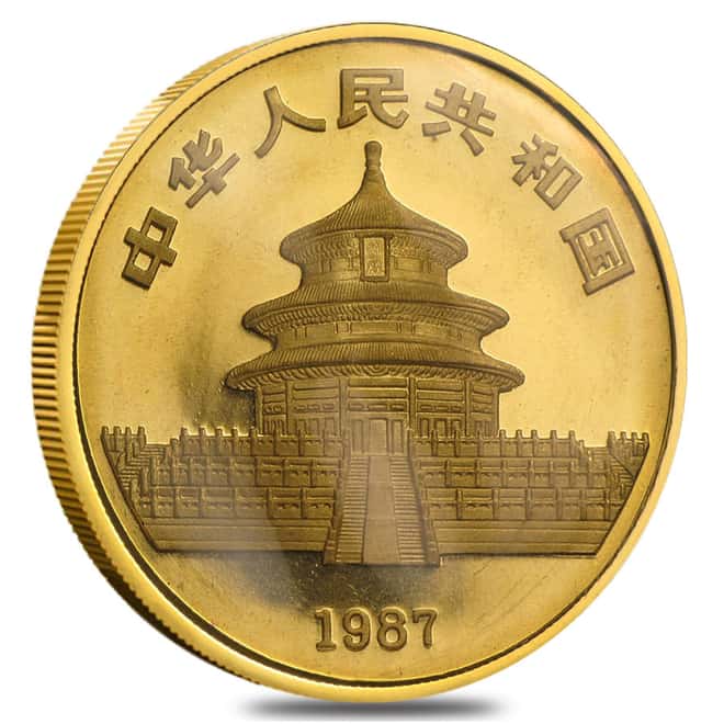 1987 Y 1 oz Chinese Gold Panda 100 Yuan BU (Sealed)
