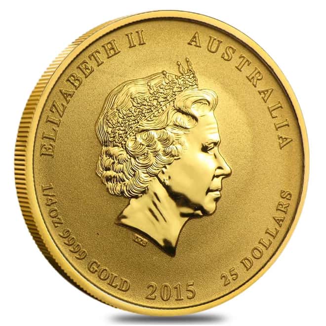 2015 1/4 oz Gold Lunar Year of the Goat .9999 Fine BU (In Capsule)