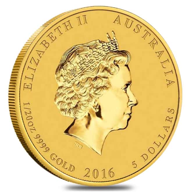 2016 1/20 oz Gold Year of The Monkey BU (In Capsule) - Australia Perth Mint
