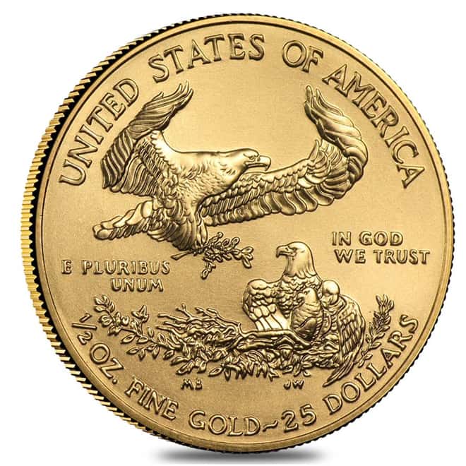 2016 1/2 oz Gold American Eagle $25 Coin BU 