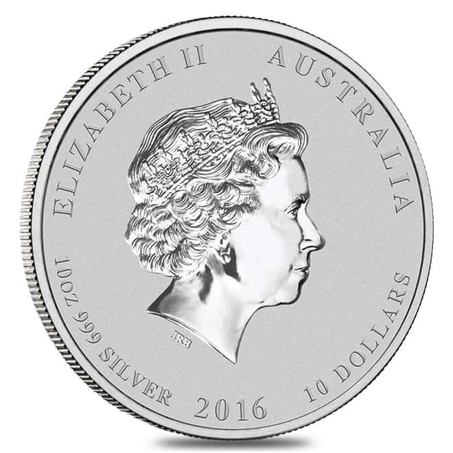 2016 10 oz Australian Perth Mint Silver Lunar Monkey (In Capsule)