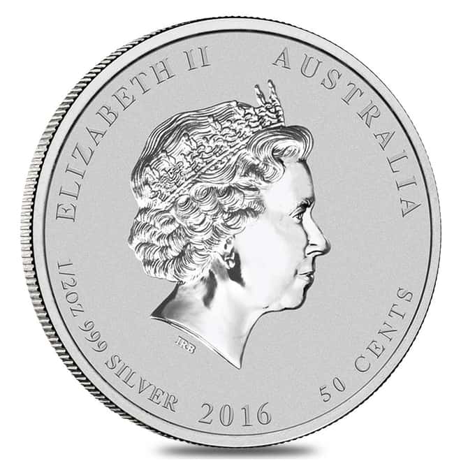 2016 1/2 oz Silver Lunar Year of The Monkey BU Australian Perth Mint In Capsule
