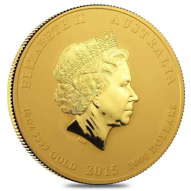 2015 10 oz Gold Lunar Year of the Goat .9999 Fine BU