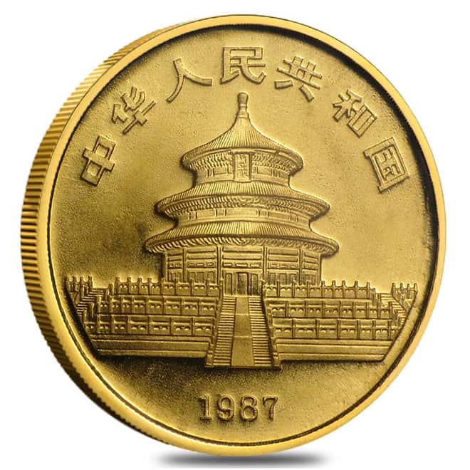 1987 S 1/10 oz Gold China Panda 10 Yuan Coin (Sealed)