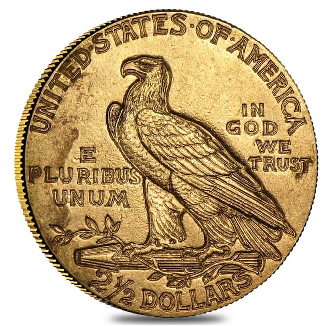 $2.5 Gold Quarter Eagle Indian Head - Very Fine VF (Random Year)