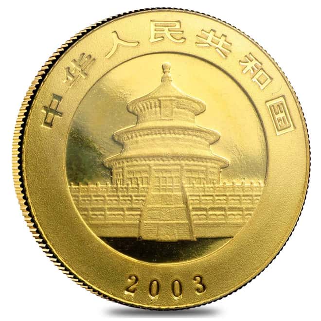 2003 1/10 oz Chinese Gold Panda 50 Yuan .999 Fine BU (Sealed)