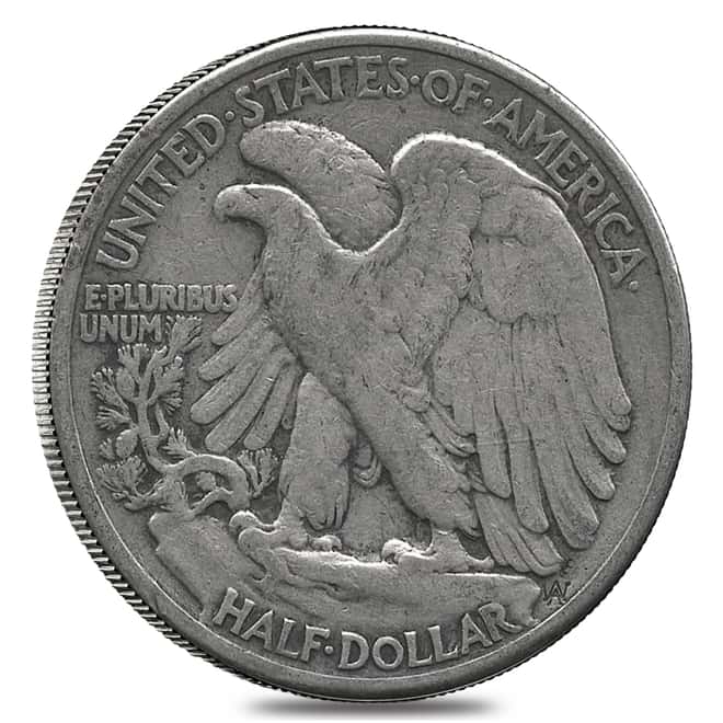 $10 Face Value 90% Silver Walking Liberty Half Dollars 20-Coin Roll (Circulated)