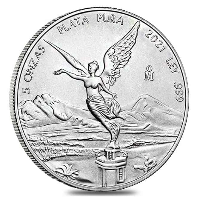 2021 5 oz Mexican Silver Libertad Coin .999 Fine BU