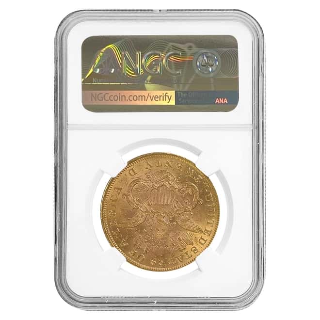 1873 $20 Open 3 Liberty Head Double Gold Eagle Coin NGC UNC Details