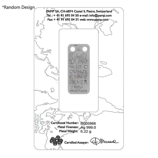 1/5 oz PAMP Suisse Silver Ingot Pendant Random Design (Tarnished, Milky, Broken Assay)