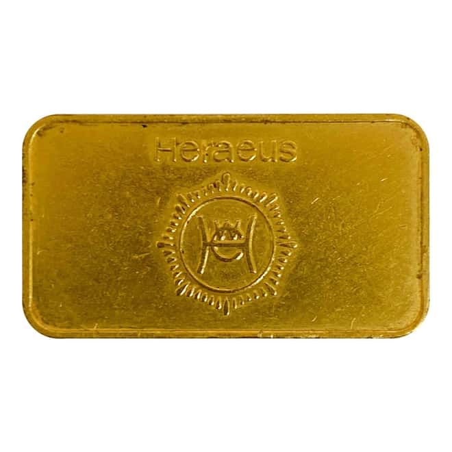 1/2 oz Heraeus Gold Bar - Republic National Bank of New York .9999 Fine
