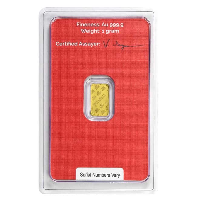 1 gram Republic Metals (RMC) Gold Bar .9999 Fine (In Assay)