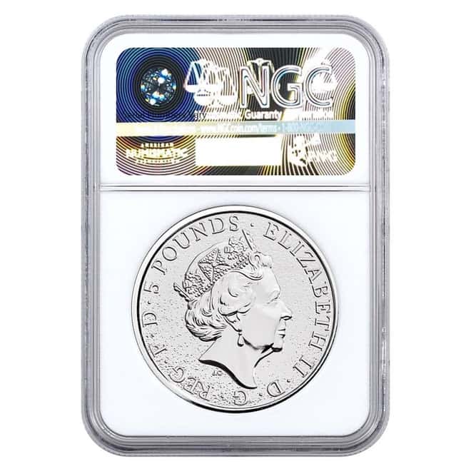 2017 Great Britain 2 oz Silver Queen's Beast (Red Dragon) Coin NGC MS 70 First Day of Issue