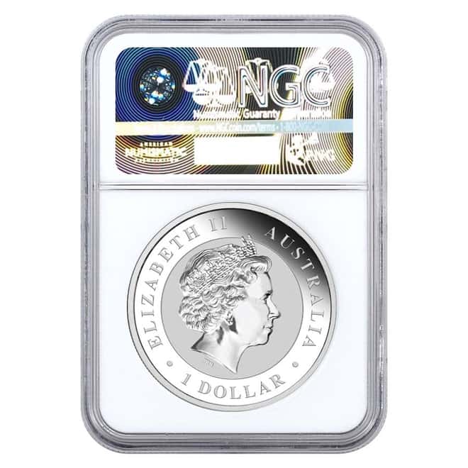 2017 1 oz Silver Australian Kookaburra Shark Privy Perth Mint NGC MS 70 1 of First 5000 Struck