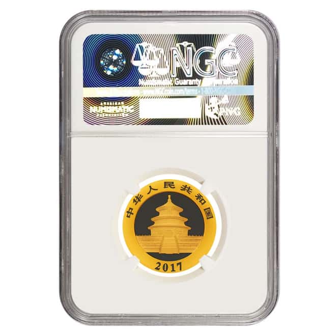 2017 8 Gram Chinese Gold Panda 100 Yuan NGC MS 69 Early Releases
