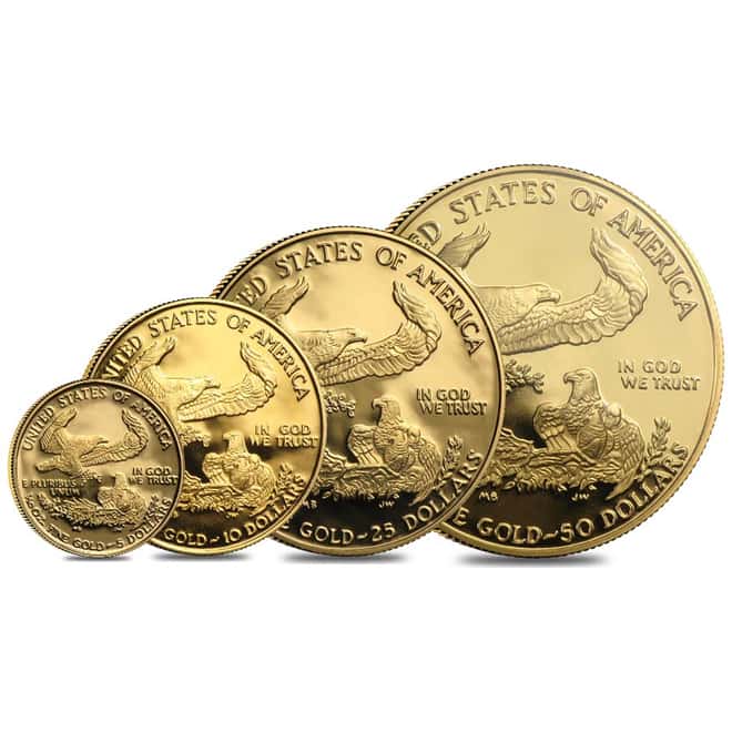 1995 W Gold 1.85 oz Proof American Eagle 4-coin set (W/Box & COA) 
