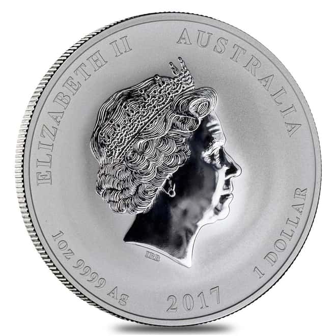 2017 1 oz Silver Lunar Year of The Rooster Lion Privy BU Australian Perth Mint In Cap