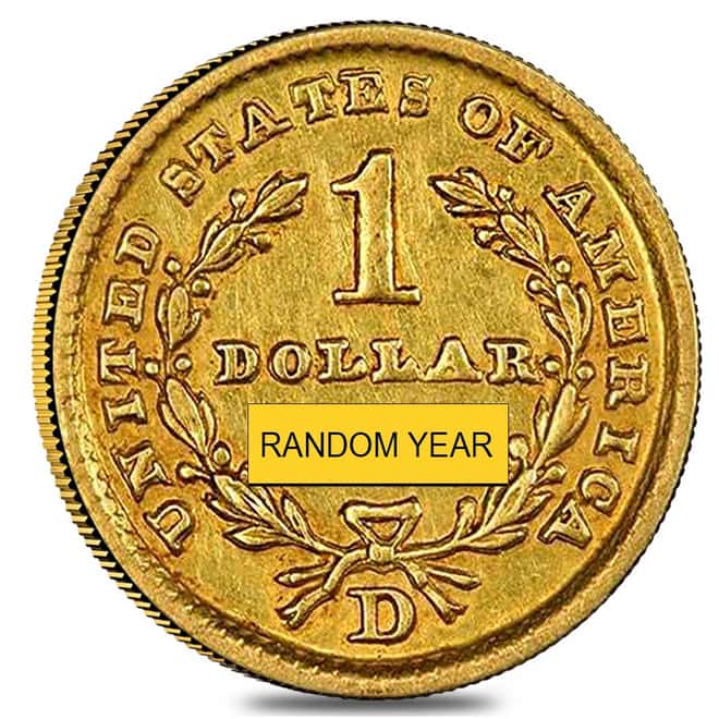 $1 Gold Liberty Head Type 1 - Very Fine VF (Random Year)