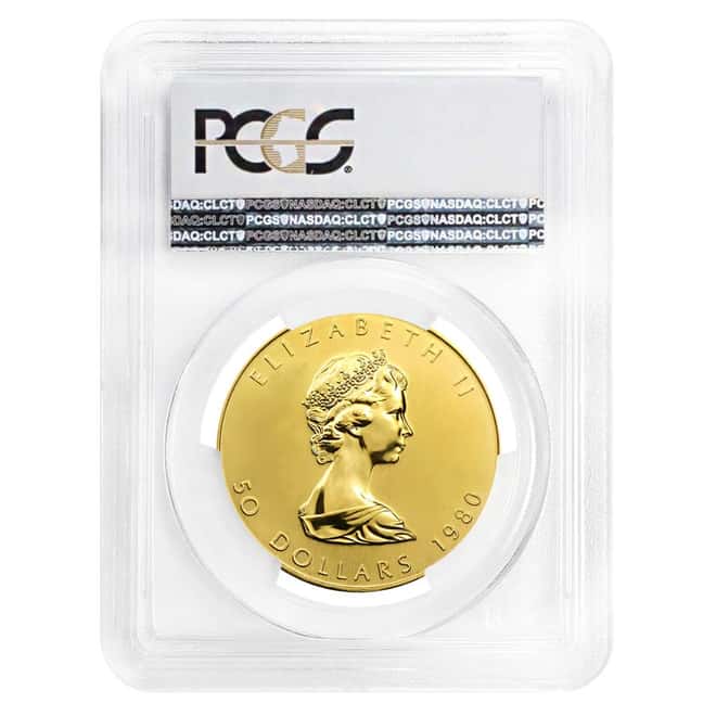 1980 1 oz Canadian Gold Maple Leaf $50 PCGS MS 69 (Carson City Cache Label)